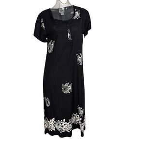 NWT 90s Vintage Tropical Fish Maxi Dress Cruise Vacation NOS Dee Dee's Size S